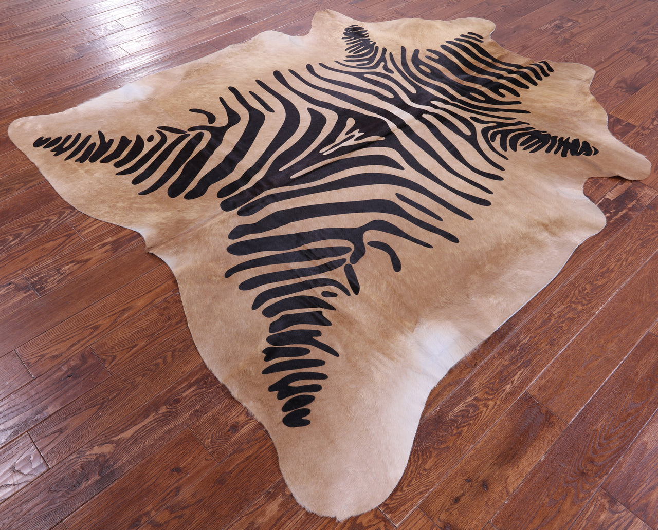 Zebra Animal Print Natural Cowhide Rug - X-Large 7' 6"H x 6' 9"W