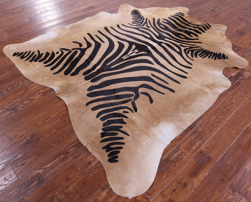 Zebra Animal Print Natural Cowhide Rug - X-Large 7' 6