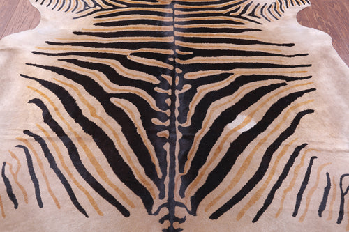 Zebra Animal Print Natural Cowhide Rug - XX-Large 7' 9
