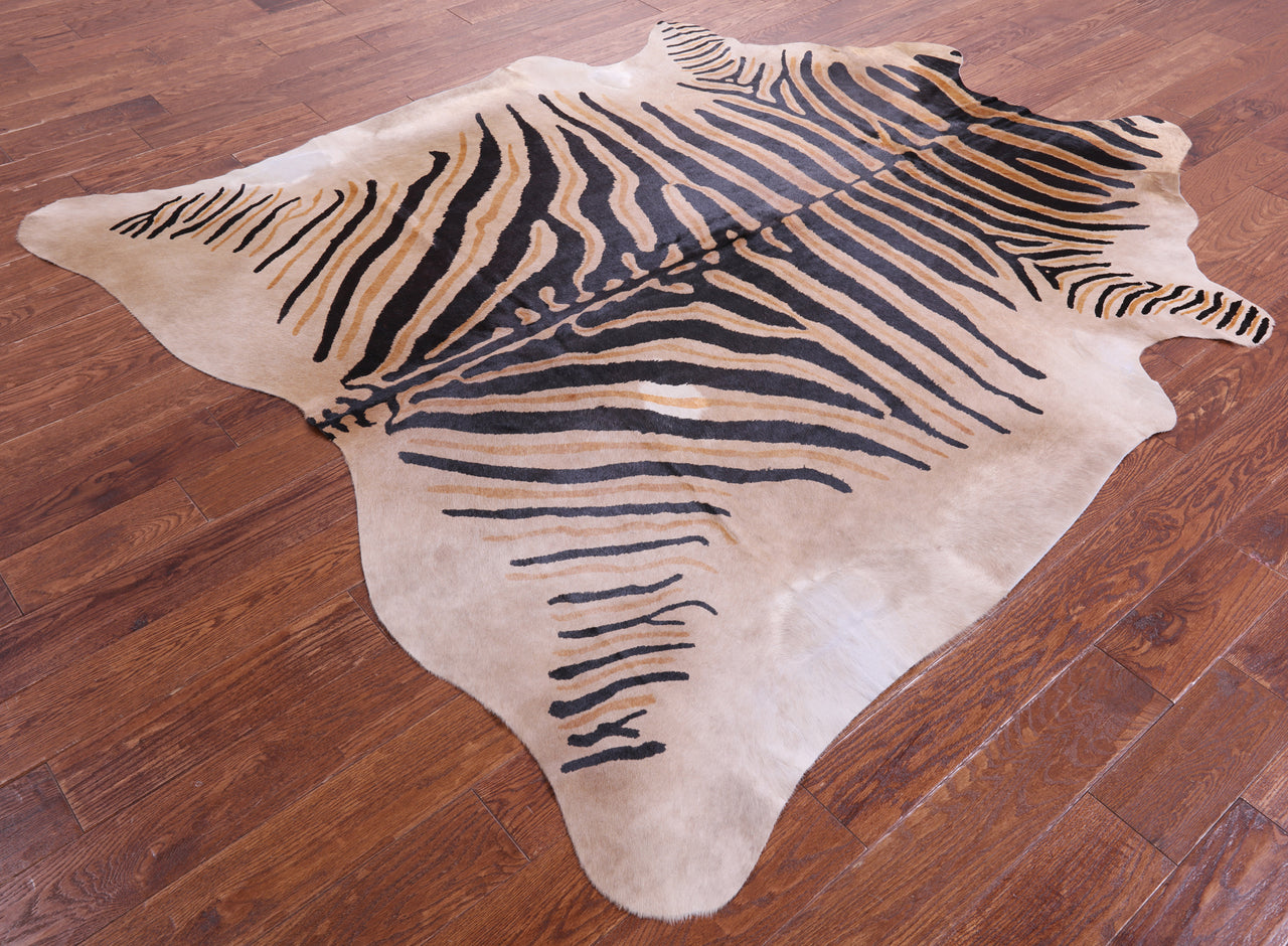 Zebra Animal Print Natural Cowhide Rug - XX-Large 7' 9"H x 6' 7"W