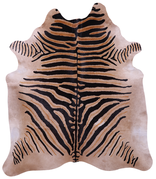 Zebra Animal Print Natural Cowhide Rug - XX-Large 7' 9"H x 6' 7"W