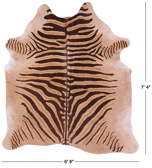 Zebra Animal Print Natural Cowhide Rug - X-Large 7' 4