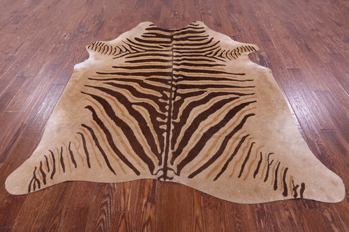 Zebra Animal Print Natural Cowhide Rug - X-Large 7' 4