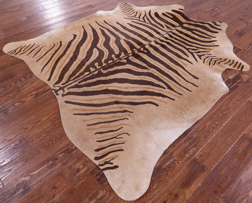 Zebra Animal Print Natural Cowhide Rug - X-Large 7' 4