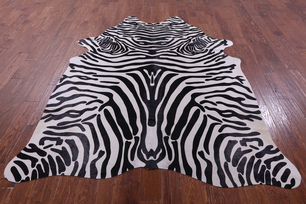 Zebra Animal Print Natural Cowhide Rug - XX-Large 7' 10"H x 6' 1"W