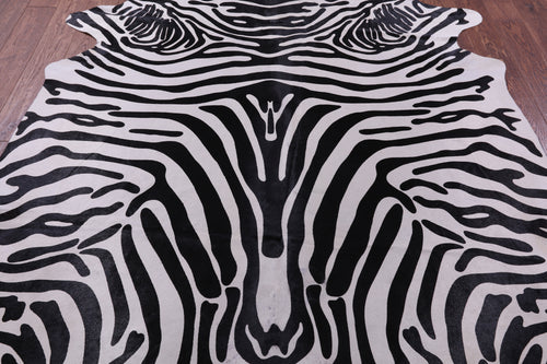 Zebra Animal Print Natural Cowhide Rug - XX-Large 7' 10