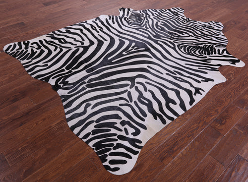 Zebra Animal Print Natural Cowhide Rug - XX-Large 7' 10