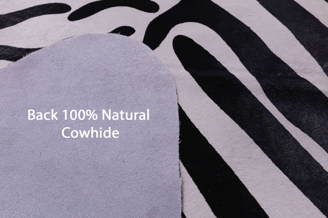 Zebra Animal Print Natural Cowhide Rug - XX-Large 7' 10"H x 6' 1"W