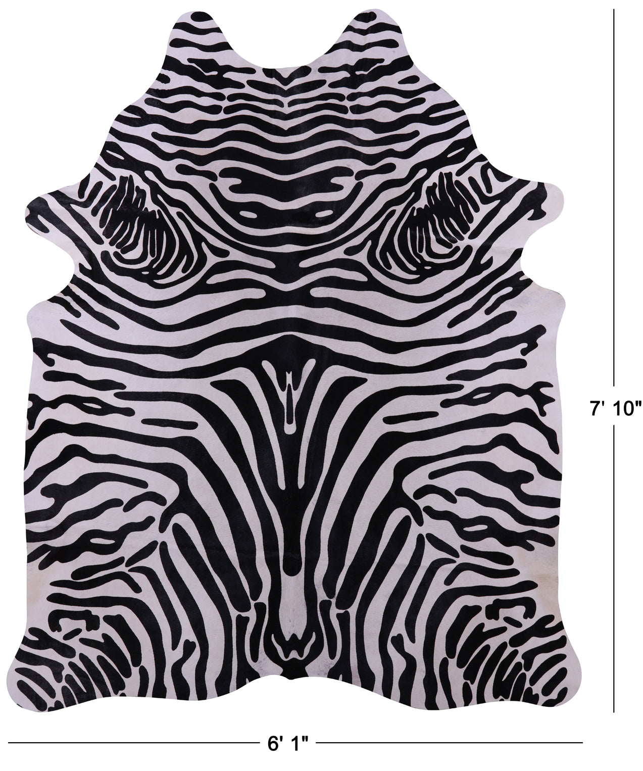 Zebra Animal Print Natural Cowhide Rug - XX-Large 7' 10"H x 6' 1"W