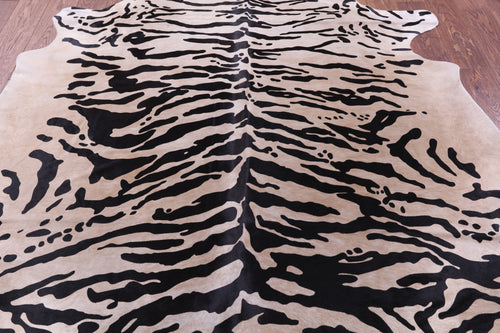 Tiger Animal Print Natural Cowhide Rug - X-Large 7' 2