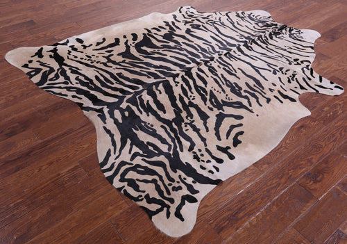 Tiger Animal Print Natural Cowhide Rug - X-Large 7' 2