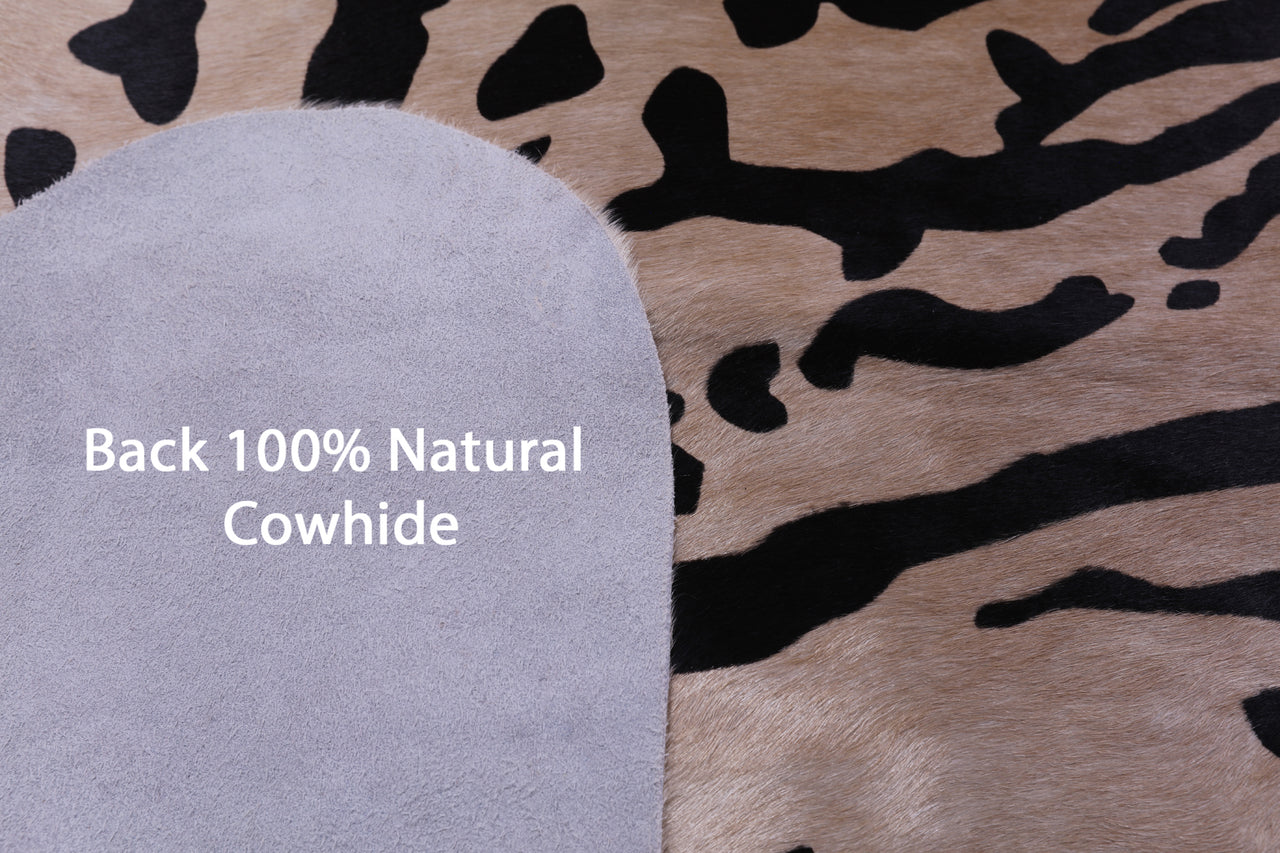 Tiger Animal Print Natural Cowhide Rug - X-Large 7' 2"H x 6' 3"W