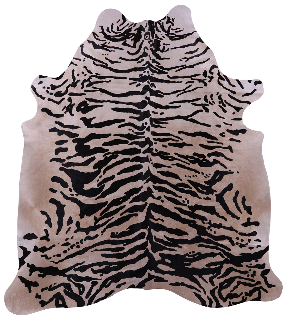 Tiger Animal Print Natural Cowhide Rug - X-Large 7' 2"H x 6' 3"W