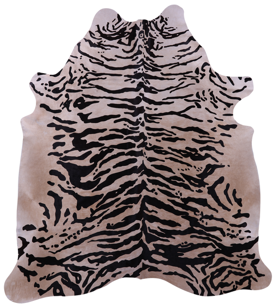 Tiger Animal Print Natural Cowhide Rug - X-Large 7' 2"H x 6' 3"W