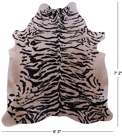Tiger Animal Print Natural Cowhide Rug - X-Large 7' 2