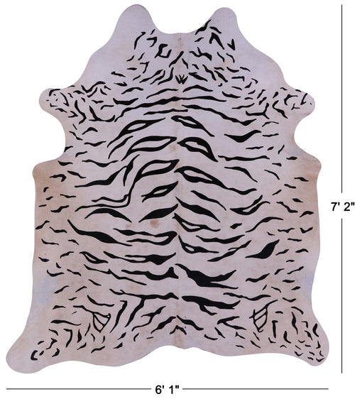 Tiger Animal Print Natural Cowhide Rug - X-Large 7' 2