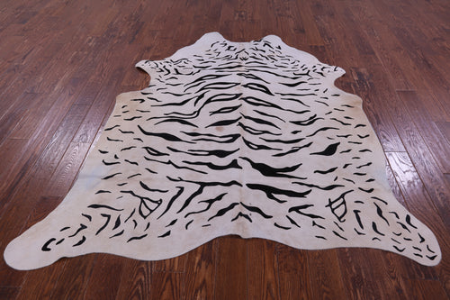 Tiger Animal Print Natural Cowhide Rug - X-Large 7' 2