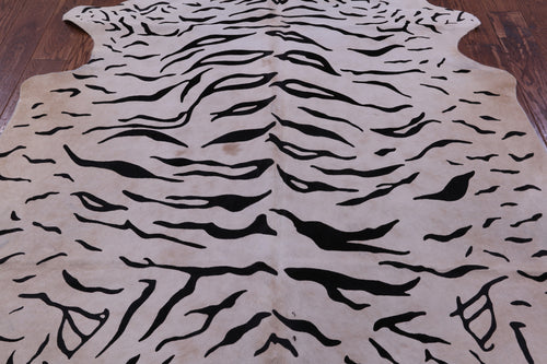 Tiger Animal Print Natural Cowhide Rug - X-Large 7' 2