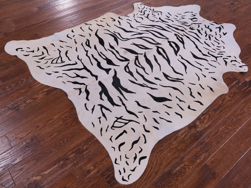Tiger Animal Print Natural Cowhide Rug - X-Large 7' 2