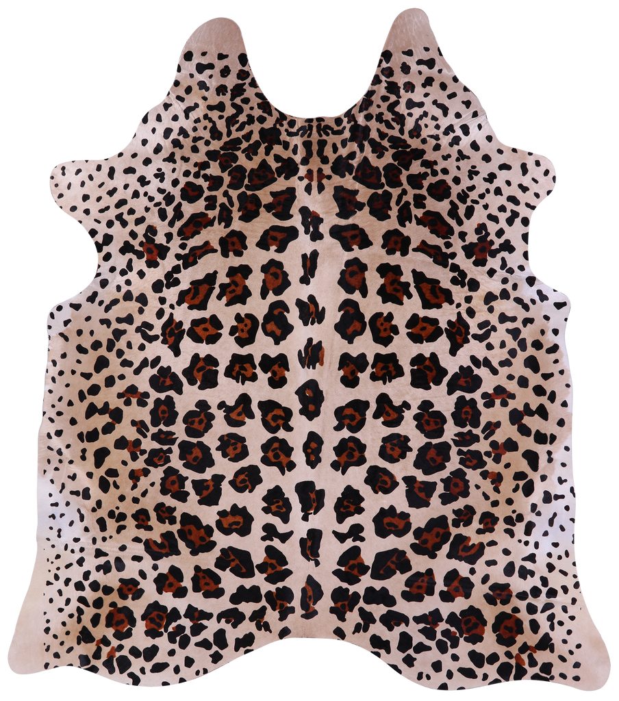 Jaguar Animal Print Natural Cowhide Rug - X-Large 7' 5"H x 6' 4"W