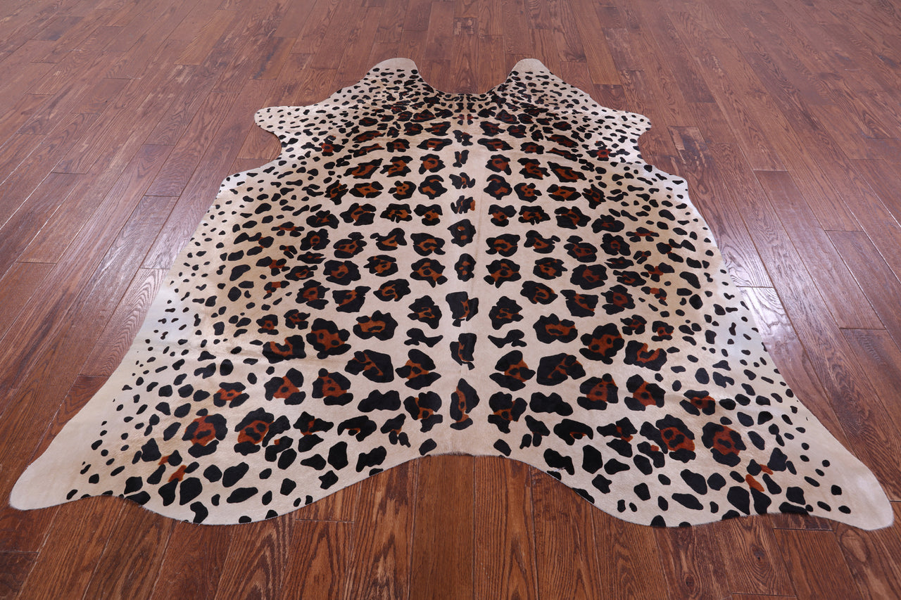Jaguar Animal Print Natural Cowhide Rug - X-Large 7' 5"H x 6' 4"W
