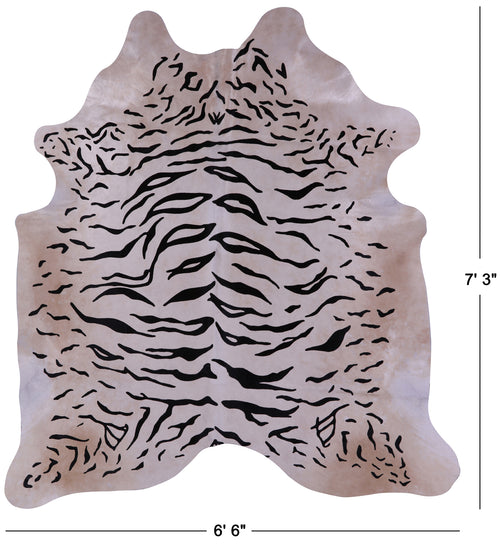 Tiger Animal Print Natural Cowhide Rug - X-Large 7' 3