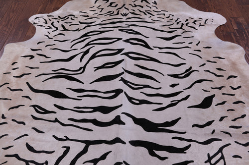Tiger Animal Print Natural Cowhide Rug - X-Large 7' 3