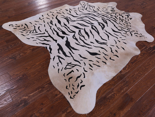 Tiger Animal Print Natural Cowhide Rug - X-Large 7' 3
