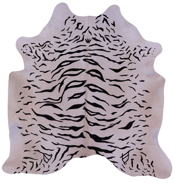 Tiger Animal Print Natural Cowhide Rug - Large 6' 10"H x 6' 7"W