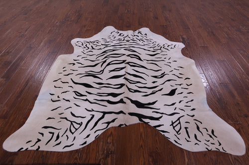 Tiger Animal Print Natural Cowhide Rug - Large 6' 10