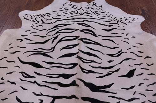 Tiger Animal Print Natural Cowhide Rug - Large 6' 10