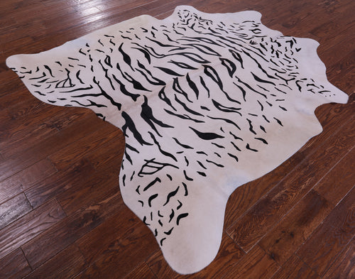 Tiger Animal Print Natural Cowhide Rug - Large 6' 10