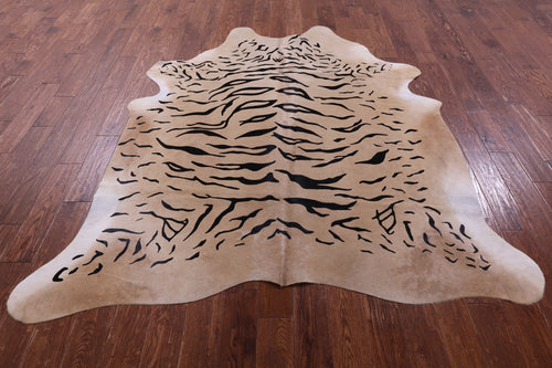 Tiger Animal Print Natural Cowhide Rug - XX-Large 7' 10