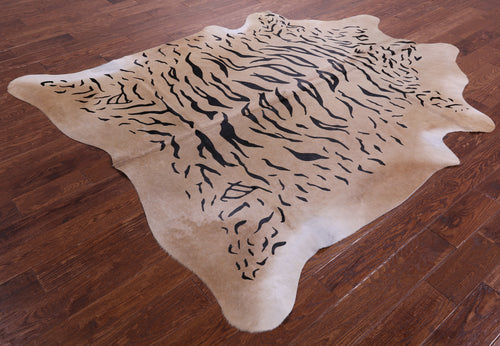 Tiger Animal Print Natural Cowhide Rug - XX-Large 7' 10