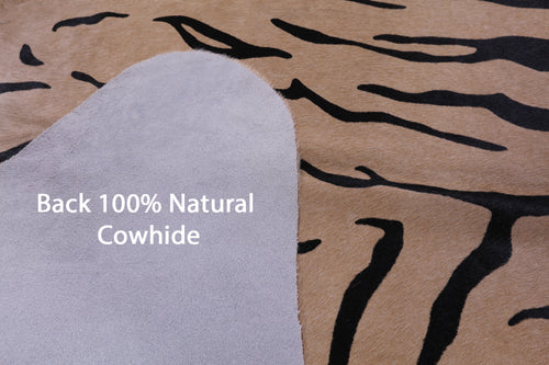 Tiger Animal Print Natural Cowhide Rug - XX-Large 7' 10