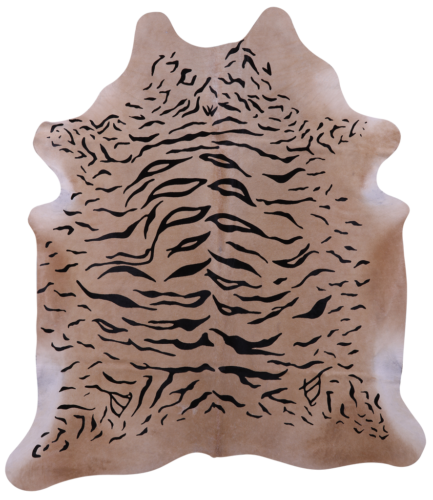 Tiger Animal Print Natural Cowhide Rug - XX-Large 7' 10"H x 6' 6"W