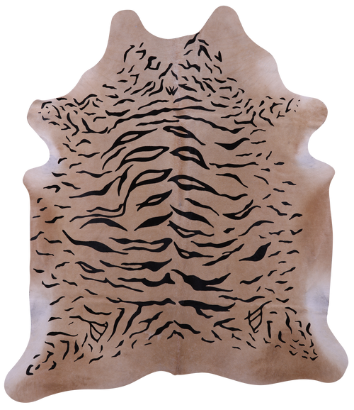 Tiger Animal Print Natural Cowhide Rug - XX-Large 7' 10