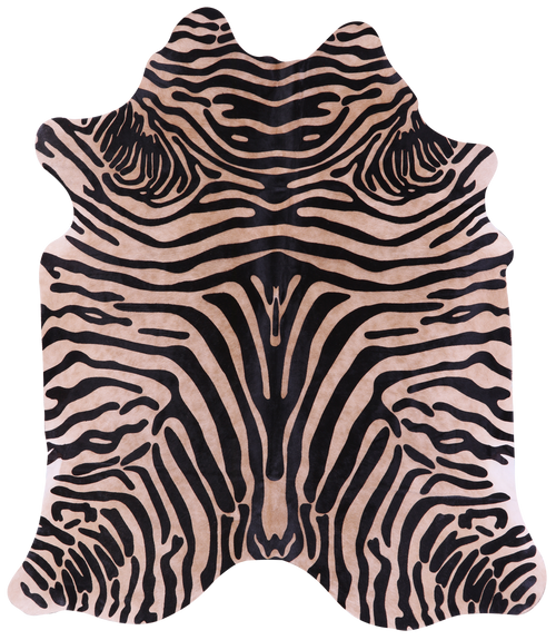 Zebra Animal Print Natural Cowhide Rug - X-Large 7' 3