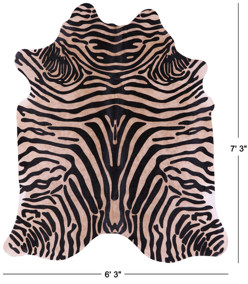 Zebra Animal Print Natural Cowhide Rug - X-Large 7' 3