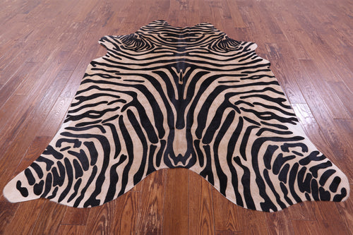 Zebra Animal Print Natural Cowhide Rug - X-Large 7' 3