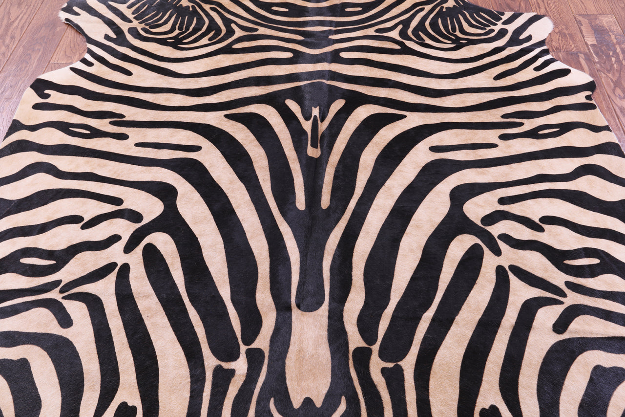 Zebra Animal Print Natural Cowhide Rug - X-Large 7' 3"H x 6' 3"W