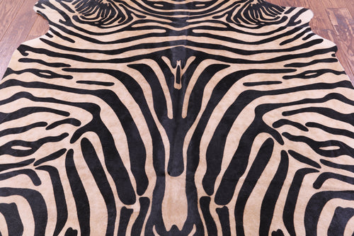 Zebra Animal Print Natural Cowhide Rug - X-Large 7' 3
