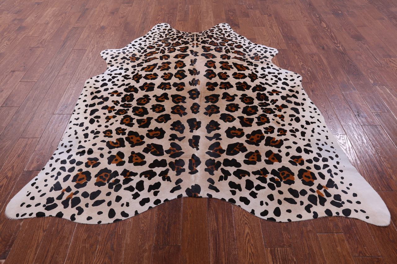 Jaguar Animal Print Natural Cowhide Rug - X-Large 7' 1"H x 6' 3"W