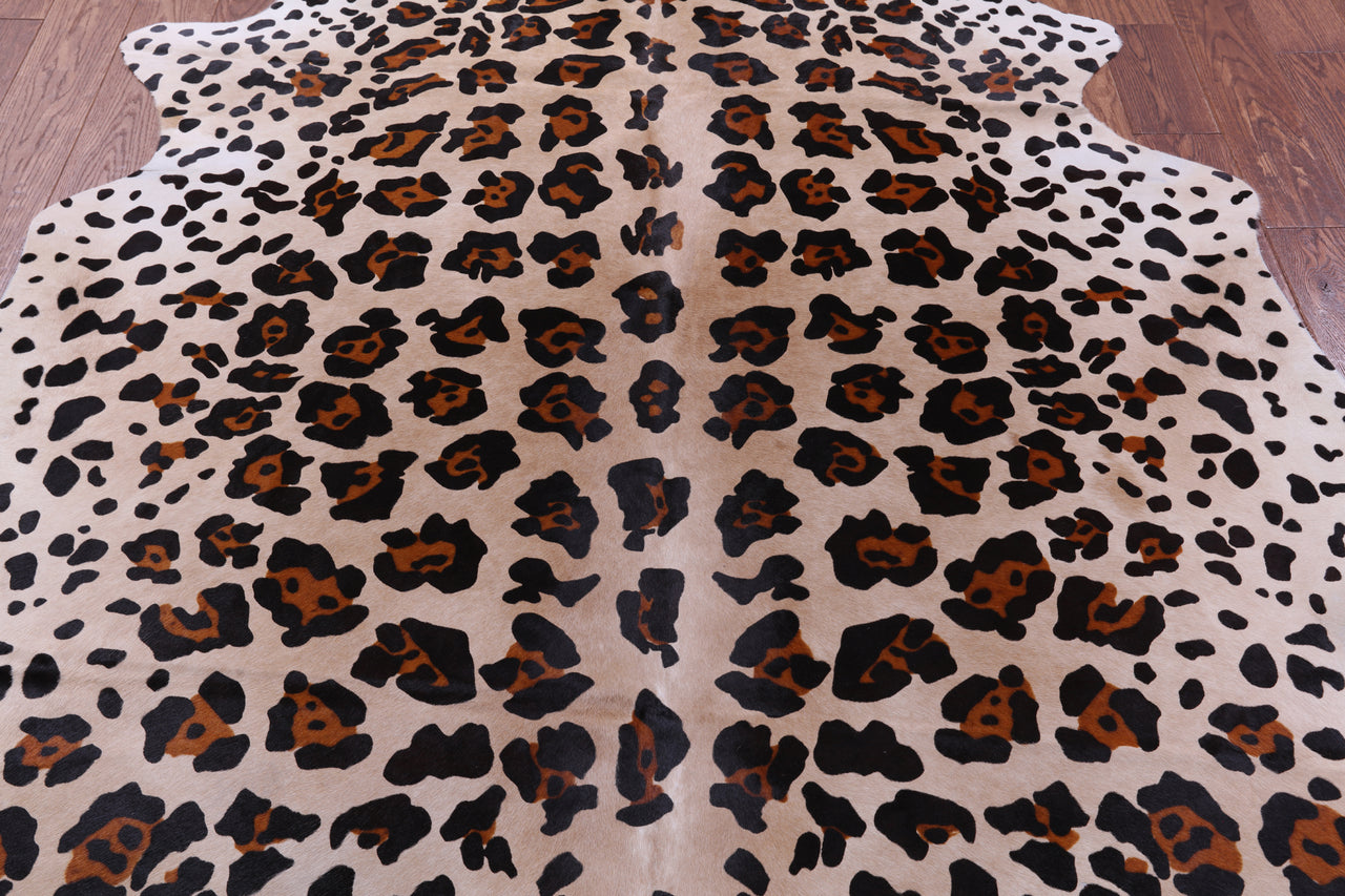 Jaguar Animal Print Natural Cowhide Rug - X-Large 7' 1"H x 6' 3"W