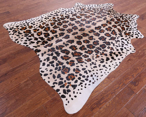Jaguar Animal Print Natural Cowhide Rug - X-Large 7' 1