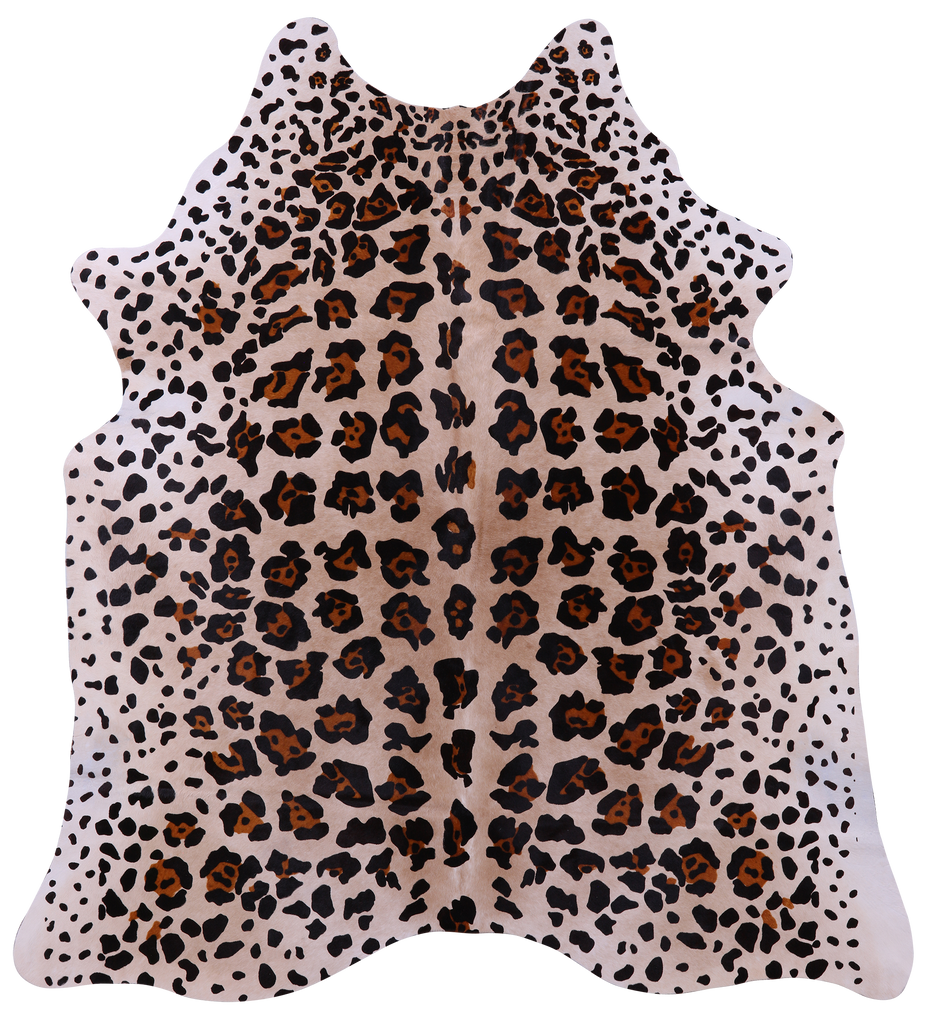 Jaguar Animal Print Natural Cowhide Rug - X-Large 7' 1"H x 6' 3"W
