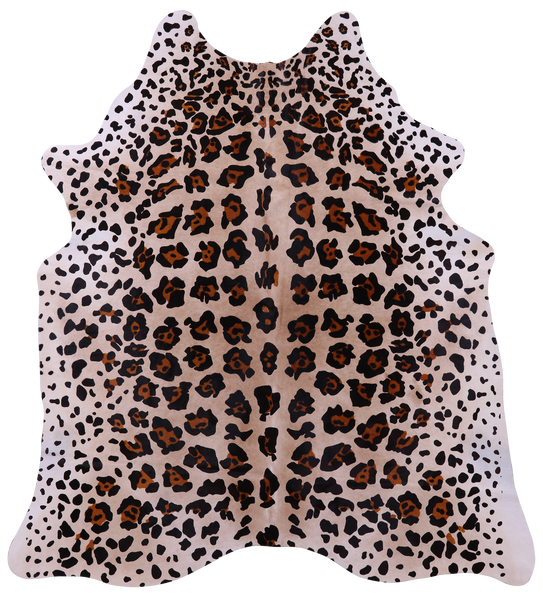 Jaguar Animal Print Natural Cowhide Rug - X-Large 7' 1"H x 6' 3"W