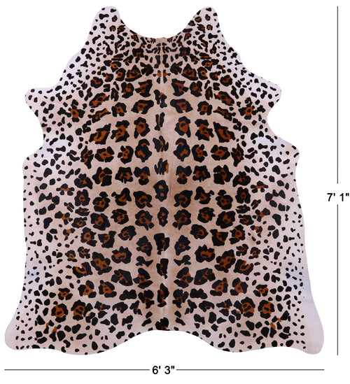 Jaguar Animal Print Natural Cowhide Rug - X-Large 7' 1