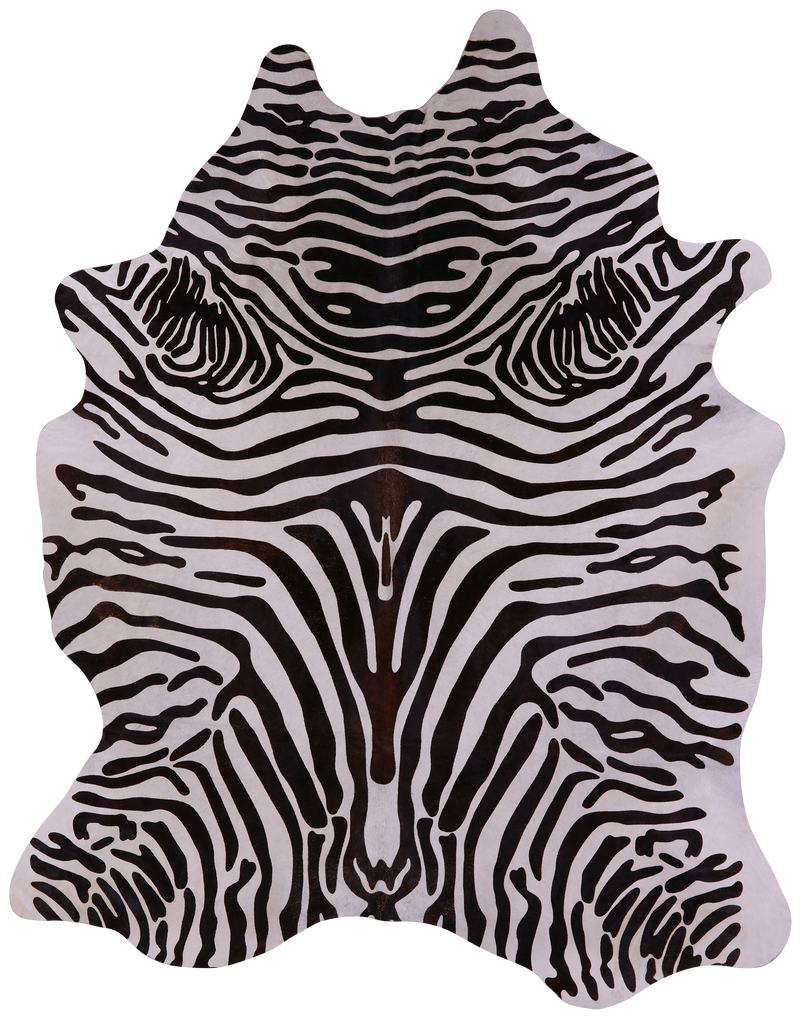 Zebra Animal Print Natural Cowhide Rug - XX-Large 8' 2"H x 6' 6"W