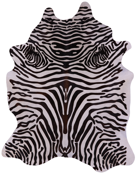 Zebra Animal Print Natural Cowhide Rug - XX-Large 8' 2"H x 6' 6"W